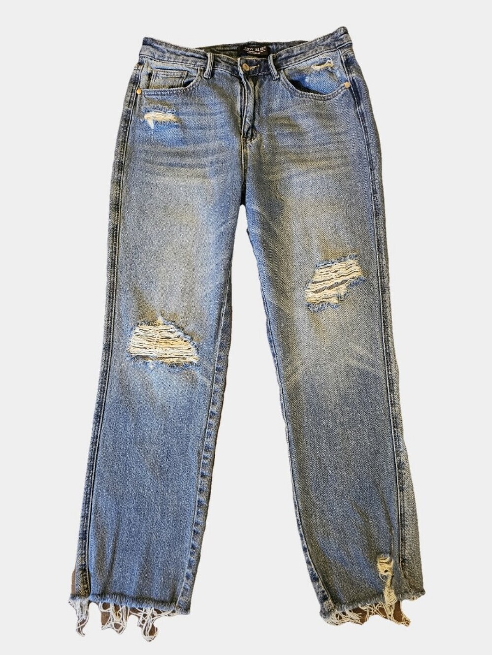 Judy Blue High Waist Light Wash Distressed Raw Hem Jeans Size 7/28